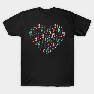 Music notes heart shaped T-Shirt